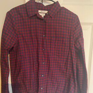 Madewell Red and Blue cotton checked button down top in size Small